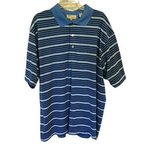 Ease Men's 3-Button Short Sleeve Striped Polo Golf Shirt Size XXL Blue White